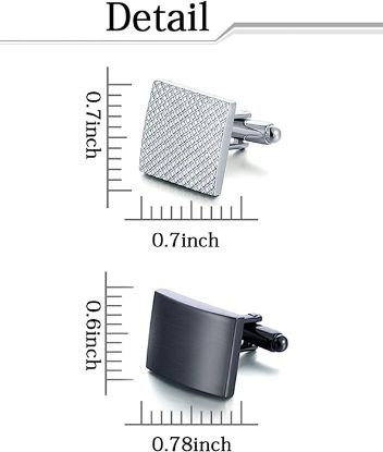 Picture of A Ofeiyaa 6 Pairs Cufflinks Classic Striped Disc Square Spherical Knot