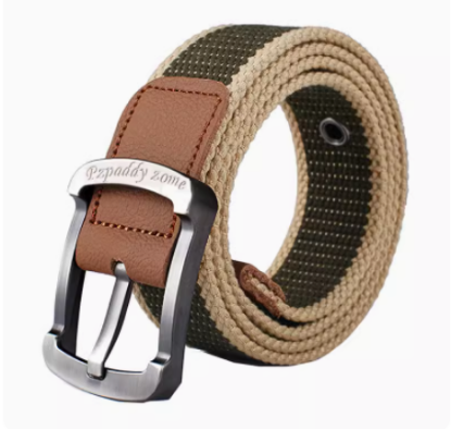 Picture of Men's and women's belt buckle canvas belt casual overalls with Korean version of the tide of male students and young military training outdoors.