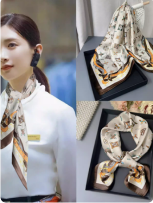 Picture of 2024 new scarf temperament wearing a small square scarf Joker fashion neck scarf mother foreign scarf scarf girl