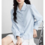 Picture of Haze blue satin shirt women's long-sleeved spring and autumn style
